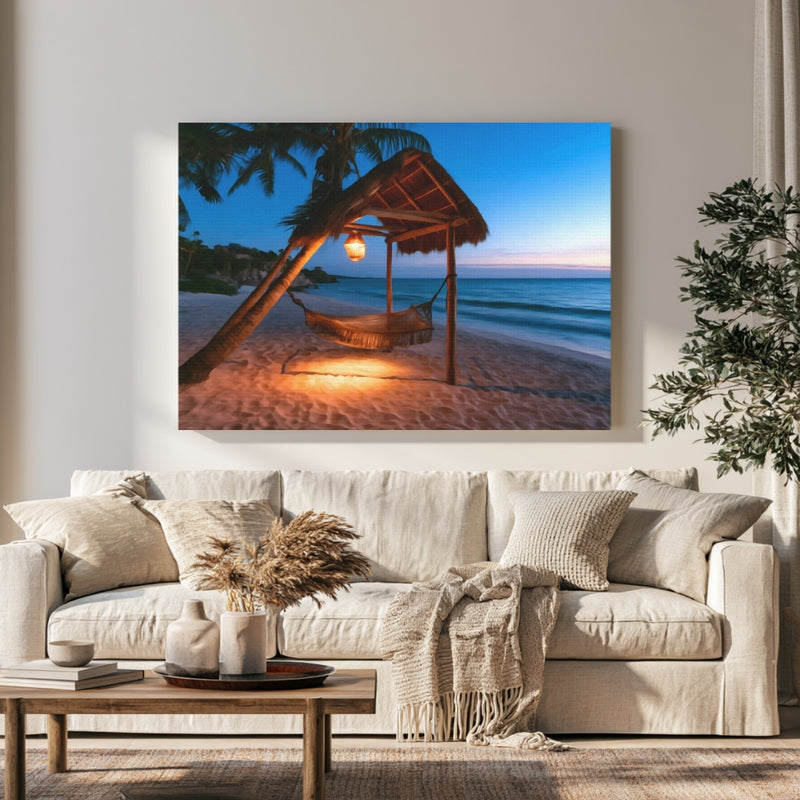 Tulum Beach Palapa Hammock in a room — Tulum, Mexico
