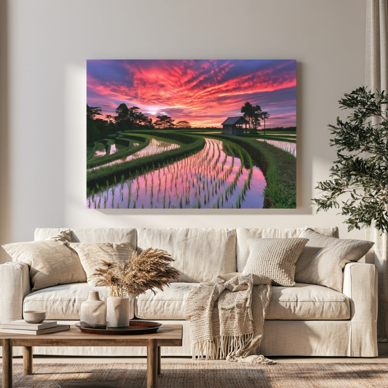 Ubud Rice Terraces Sunset in a room — Ubud, Indonesia