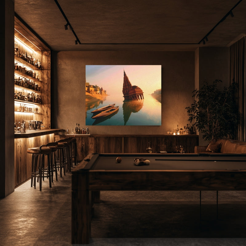 Varanasi, India | Varanasi Scindia Ghat Temple | Original Series Gallery Canvas