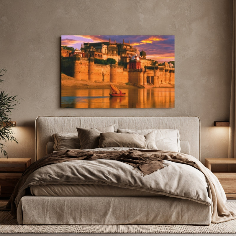 Varanasi, India | Varanasi Ghats Riverside Fortifications | Original Series Gallery Canvas