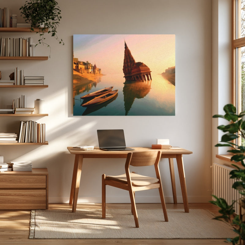 Varanasi, India | Varanasi Scindia Ghat Temple | Original Series Gallery Canvas