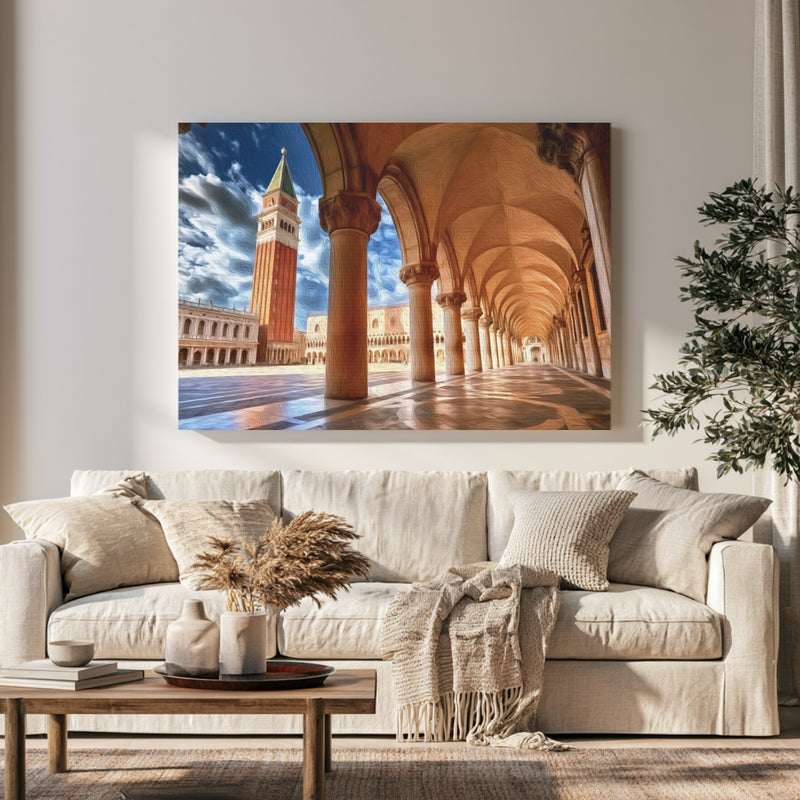 St Marks Square Campanile Arcade in a room — Venice, Italy