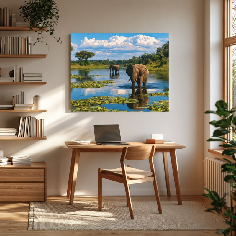 Victoria Falls, Zimbabwe | Zambezi River Elephants Zimbabwe | Original Series Gallery Canvas