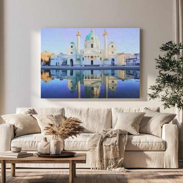Vienna, Austria | Karlskirche Reflected in Water | Original Series Gallery Canvas