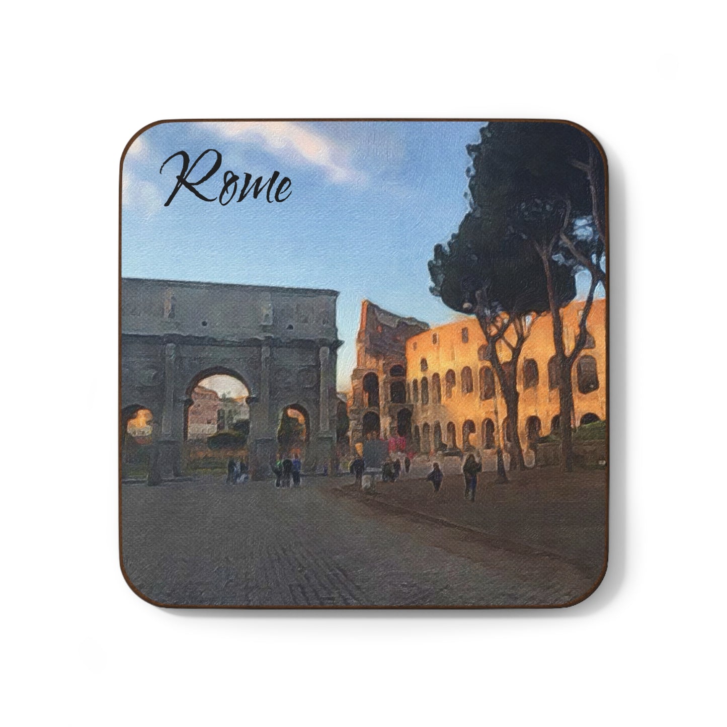 Rome, Italy Hardboard Coaster - Artistic Home Decor for Coffee Lovers