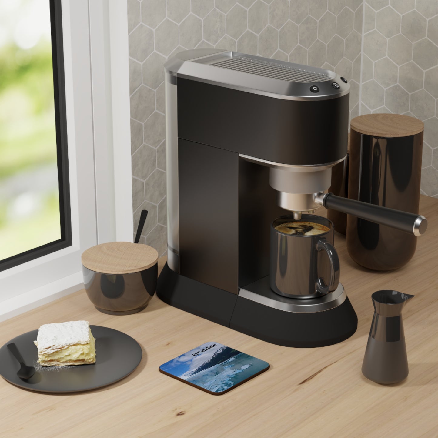 El Calafate Hardboard Coaster - Artistic Home Decor for Coffee Lovers