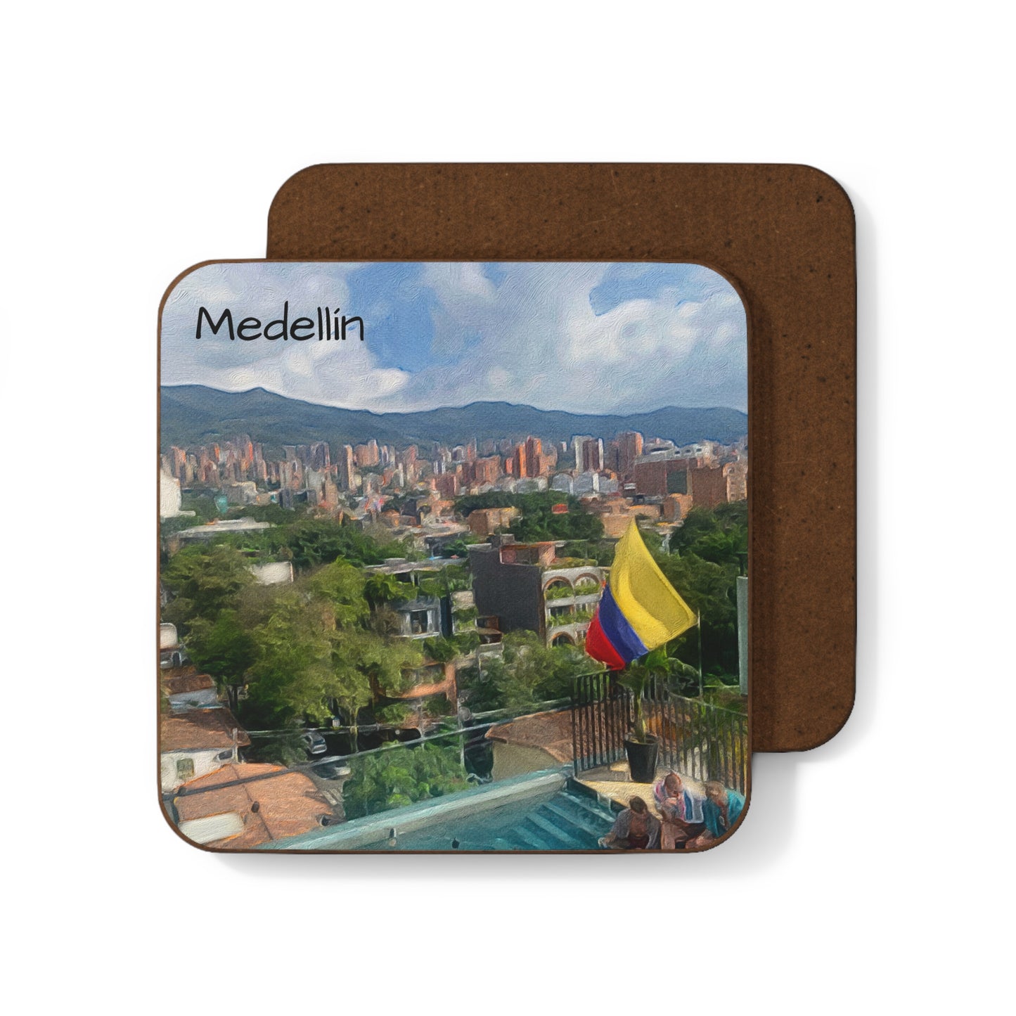 Medellín, Colombia Hardboard Coaster - Artistic Home Decor for Coffee Lovers