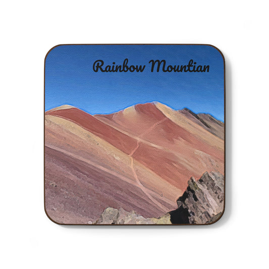 Rainbow Mountian, Peru Hardboard Coaster - Artistic Home Decor for Coffee Lovers