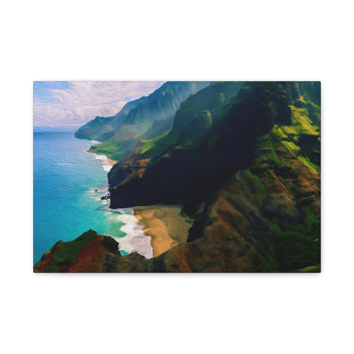 Na Pali Coast, Kauai | Watercolor Canvas Print | The Painted Passport®