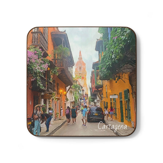 Cartagena, Colombia Hardboard Coaster - Artistic Home Decor for Coffee Lovers