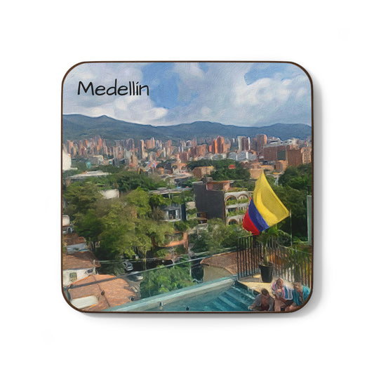 Medellín, Colombia Hardboard Coaster - Artistic Home Decor for Coffee Lovers
