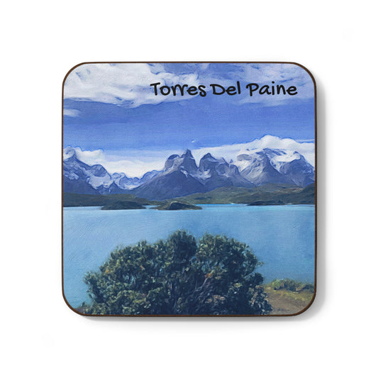 Torres Del Paine Hardboard Coaster - Artistic Home Decor for Coffee Lovers