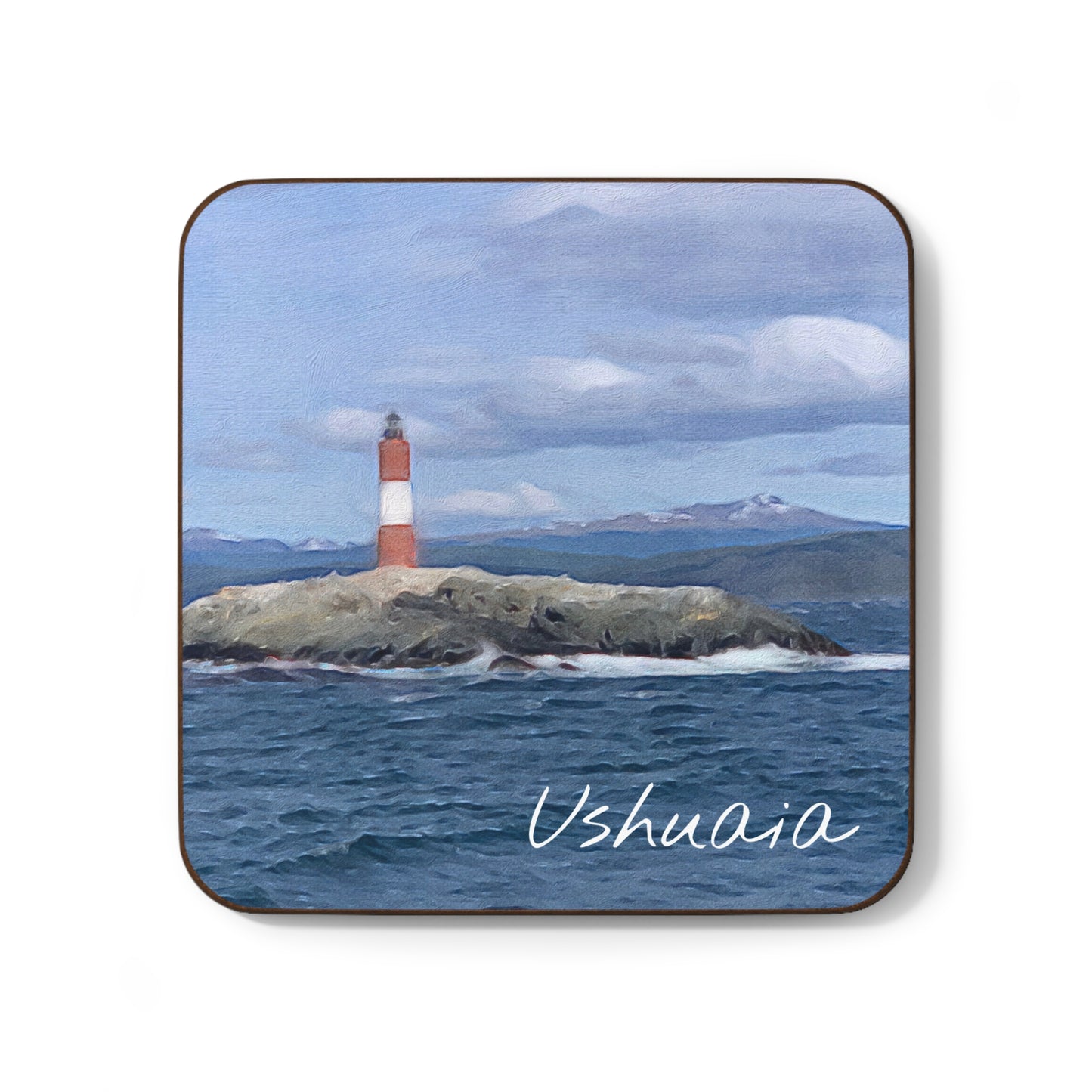 Ushuaia Argentina Hardboard Coaster - Artistic Home Decor for Coffee Lovers