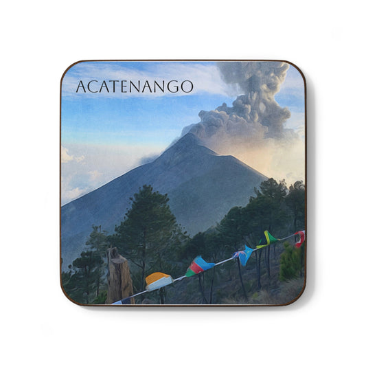 Acatenango Volcano Hardboard Coaster - Artistic Home Decor for Coffee Lovers