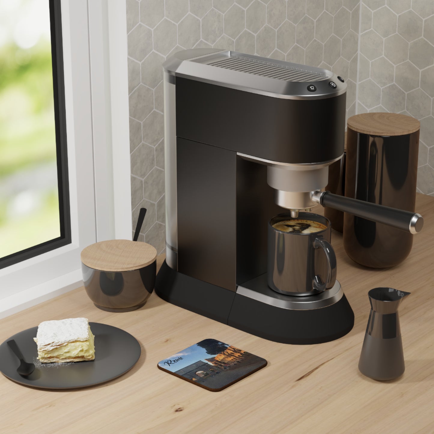 Rome, Italy Hardboard Coaster - Artistic Home Decor for Coffee Lovers