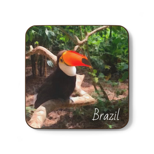 Brazilian Rainforest Hardboard Coaster - Artistic Home Decor for Coffee Lovers
