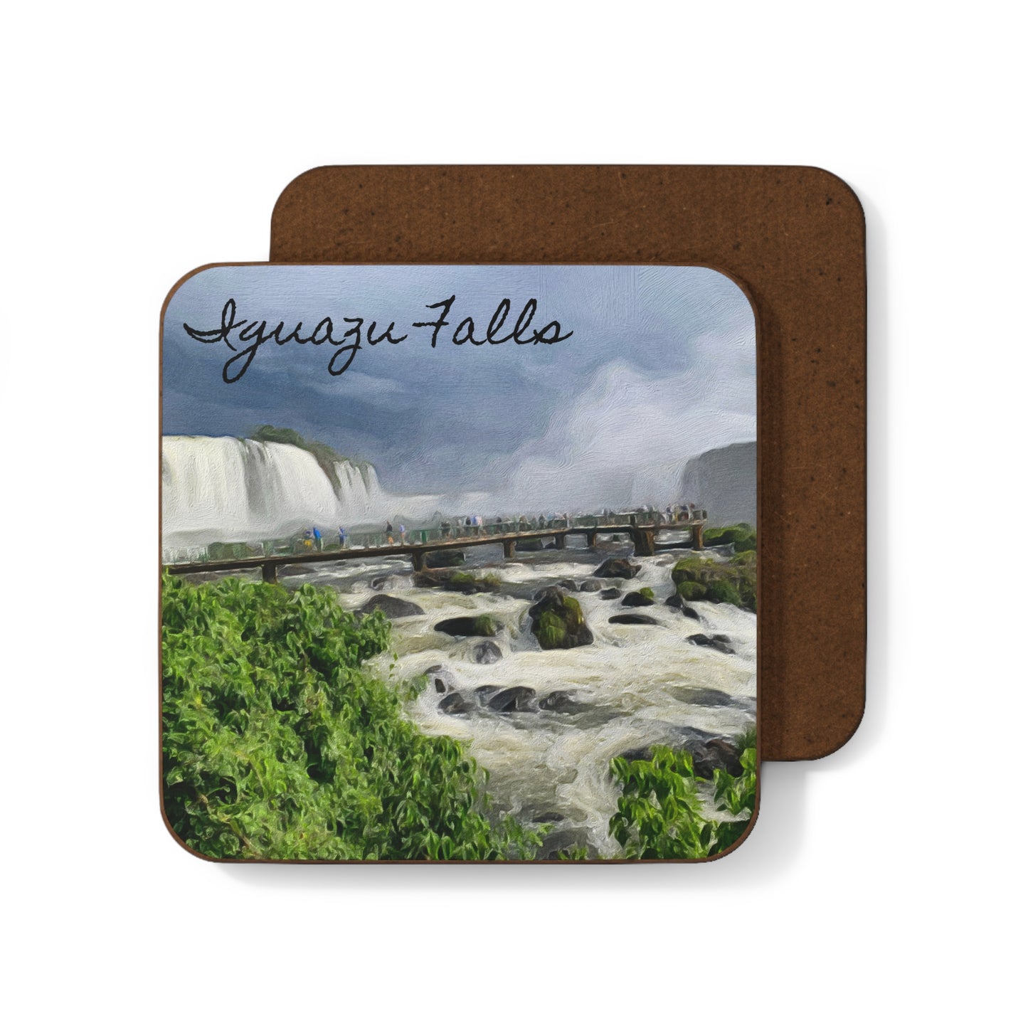 Iguazu Falls Hardboard Coaster - Artistic Home Decor for Coffee Lovers