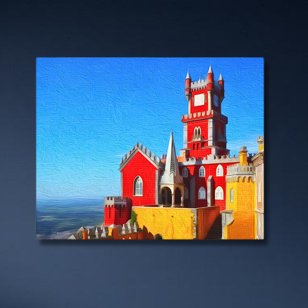 Sintra, Portugal | Pena Palace Coastal View | Original Series Gallery Canvas detail