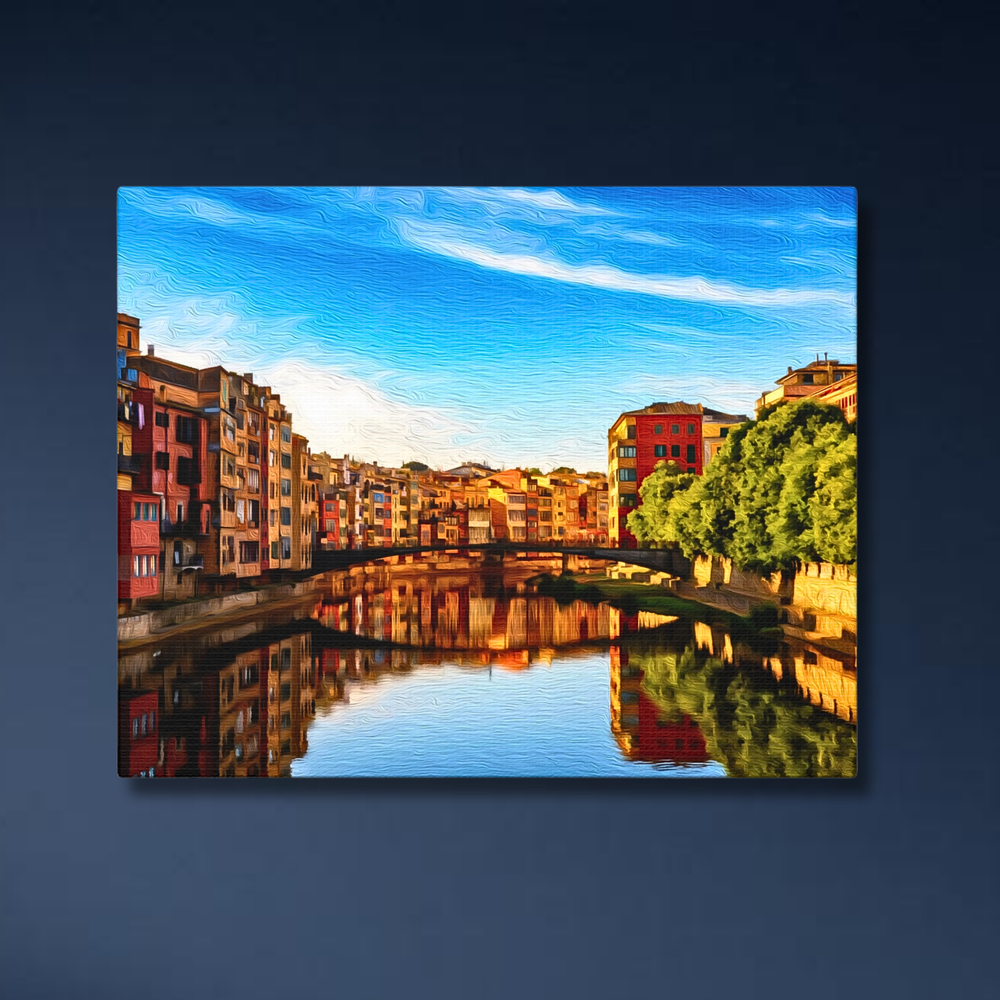 Girona, Spain | River Onyar Colorful Houses | Original Series Gallery Canvas detail