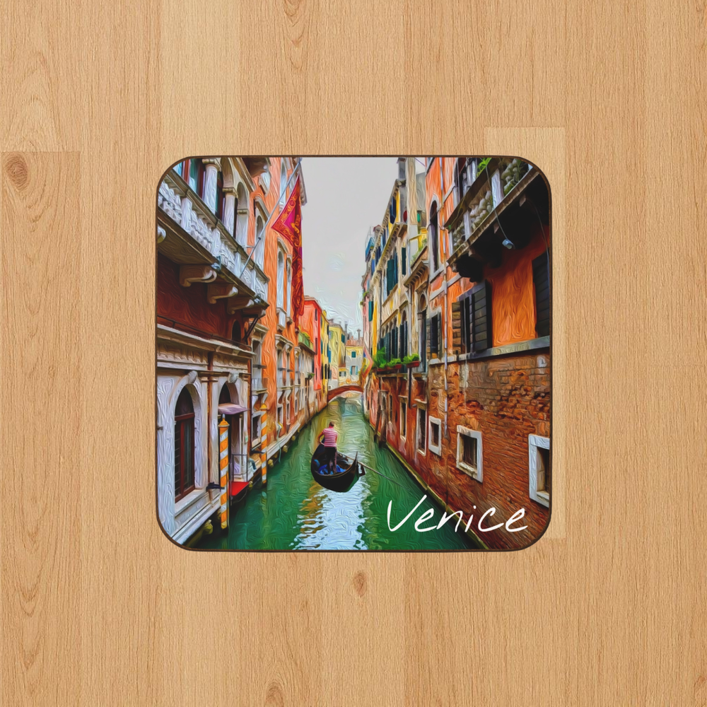 Venice, Italy | Digital Watercolor Hardboard Coaster