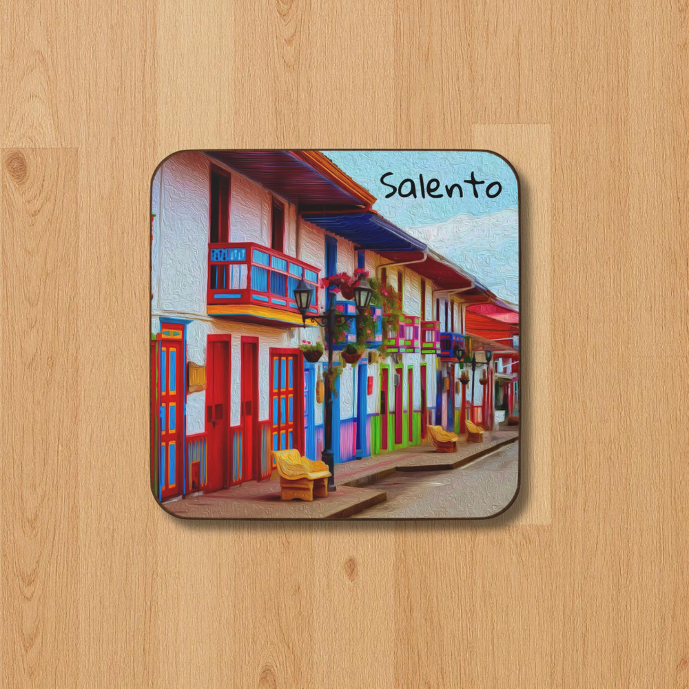 Salento, Colombia | Colorful Colonial Street Scene | Original Series Hardboard Coaster