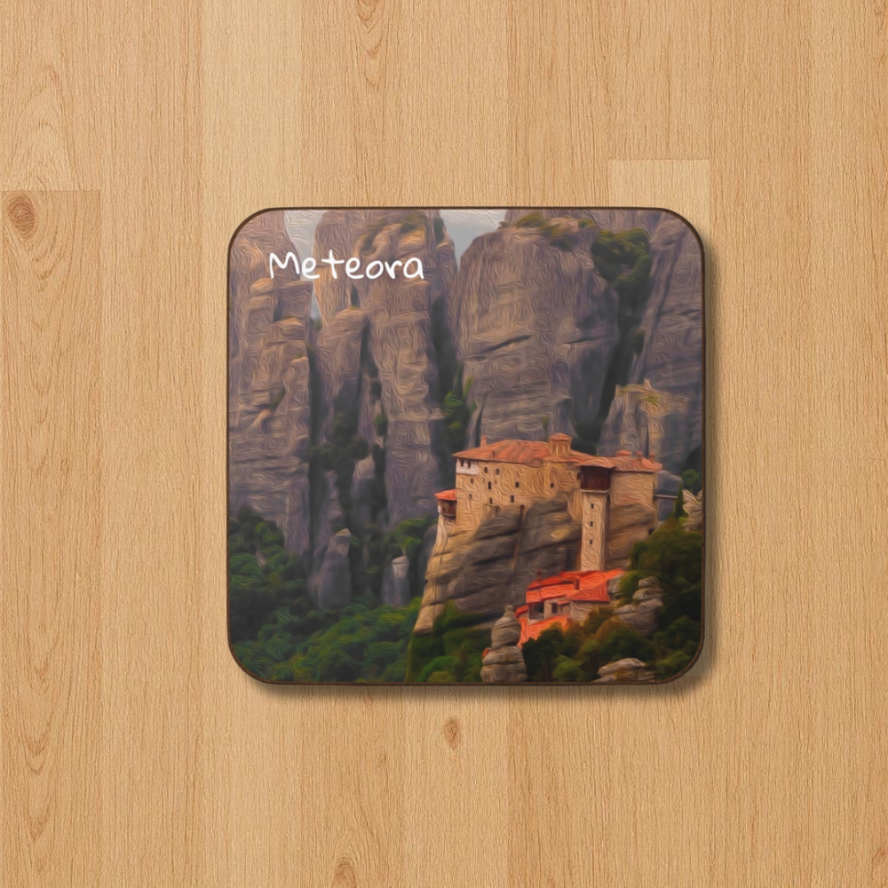 Meteora, Greece | Monastery on Rock Pillars | Original Series Hardboard Coaster
