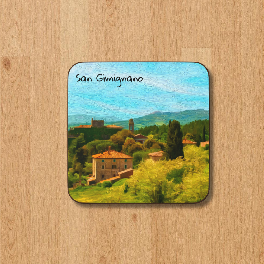 San Gimignano, Italy | Tuscan Village Landscape | Original Series Hardboard Coaster