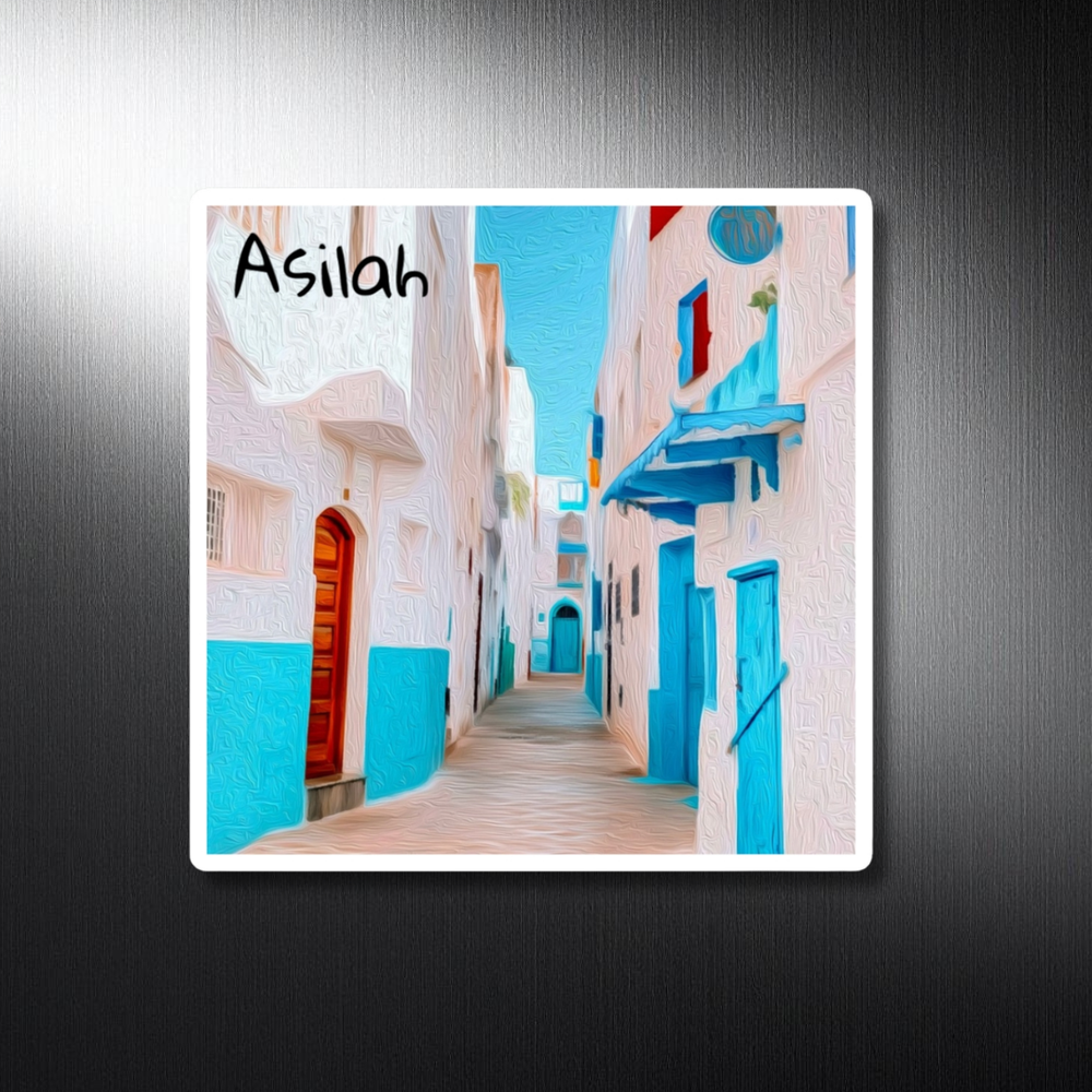 Asilah, Morocco | Blue Alleyway Streets | Original Series Decorative Magnet