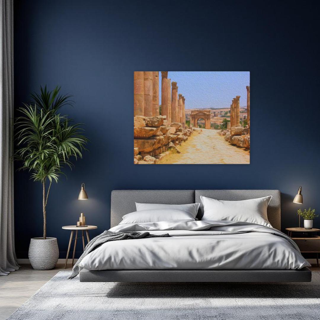 Jerash, Jordan | Ancient Roman Ruins Pathway | Original Series Gallery Canvas detail