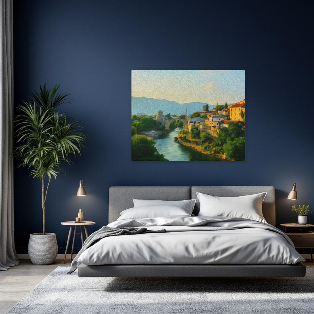 Mostar, Bosnia and Herzegovina | Old Bridge and Neretva | Original Series Gallery Canvas detail