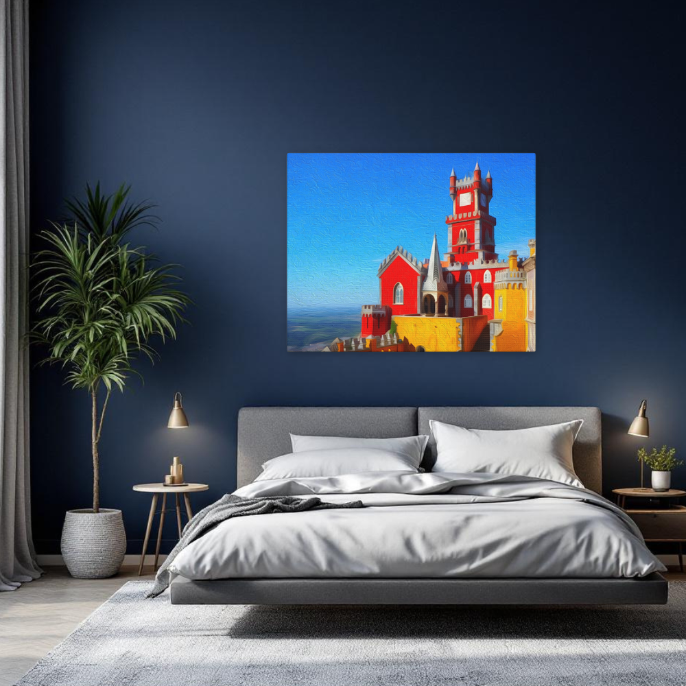 Sintra, Portugal | Pena Palace Coastal View | Original Series Gallery Canvas detail