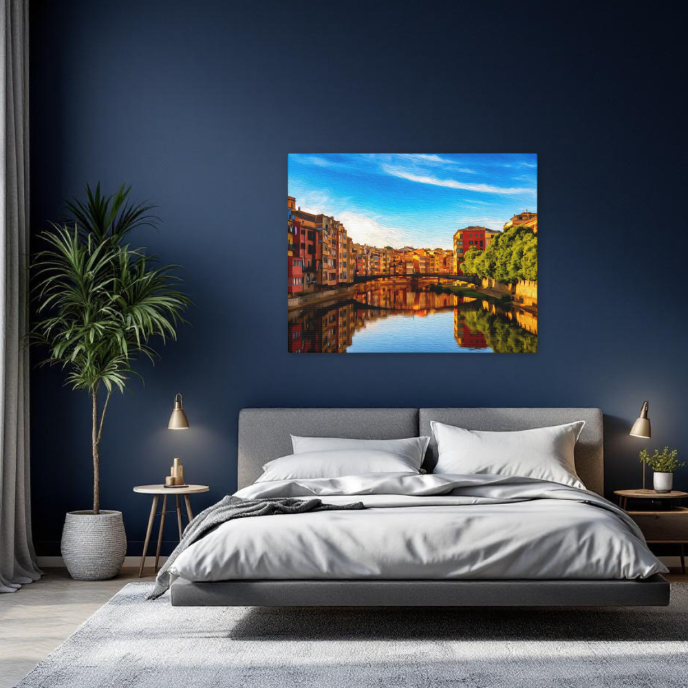 Girona, Spain | River Onyar Colorful Houses | Original Series Gallery Canvas detail