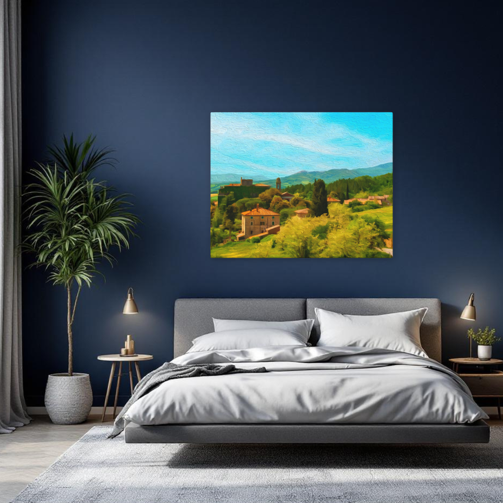 San Gimignano, Italy | Tuscan Village Landscape | Original Series Gallery Canvas detail