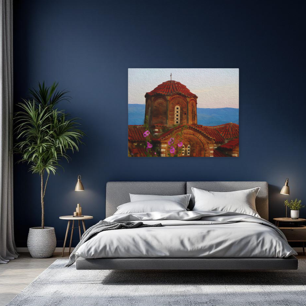 Berat, Albania | Lakeside Byzantine Church | Original Series Gallery Canvas detail