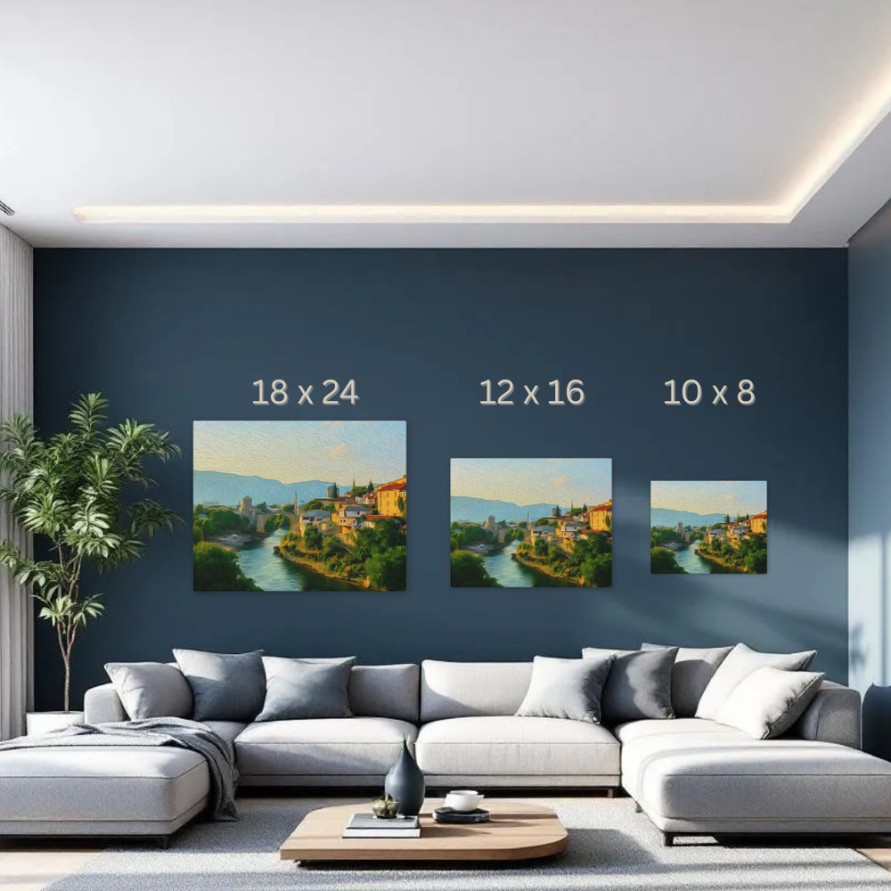 Mostar, Bosnia and Herzegovina | Old Bridge and Neretva | Original Series Gallery Canvas detail