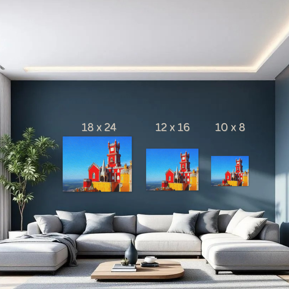 Sintra, Portugal | Pena Palace Coastal View | Original Series Gallery Canvas detail