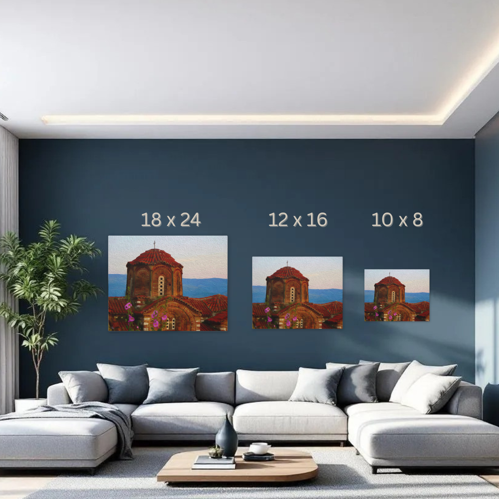 Berat, Albania | Lakeside Byzantine Church | Original Series Gallery Canvas detail