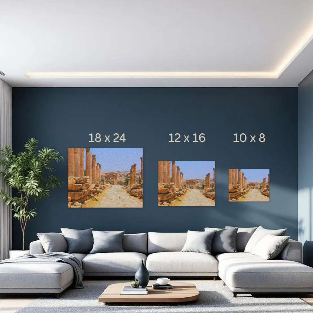 Jerash, Jordan | Ancient Roman Ruins Pathway | Original Series Gallery Canvas detail