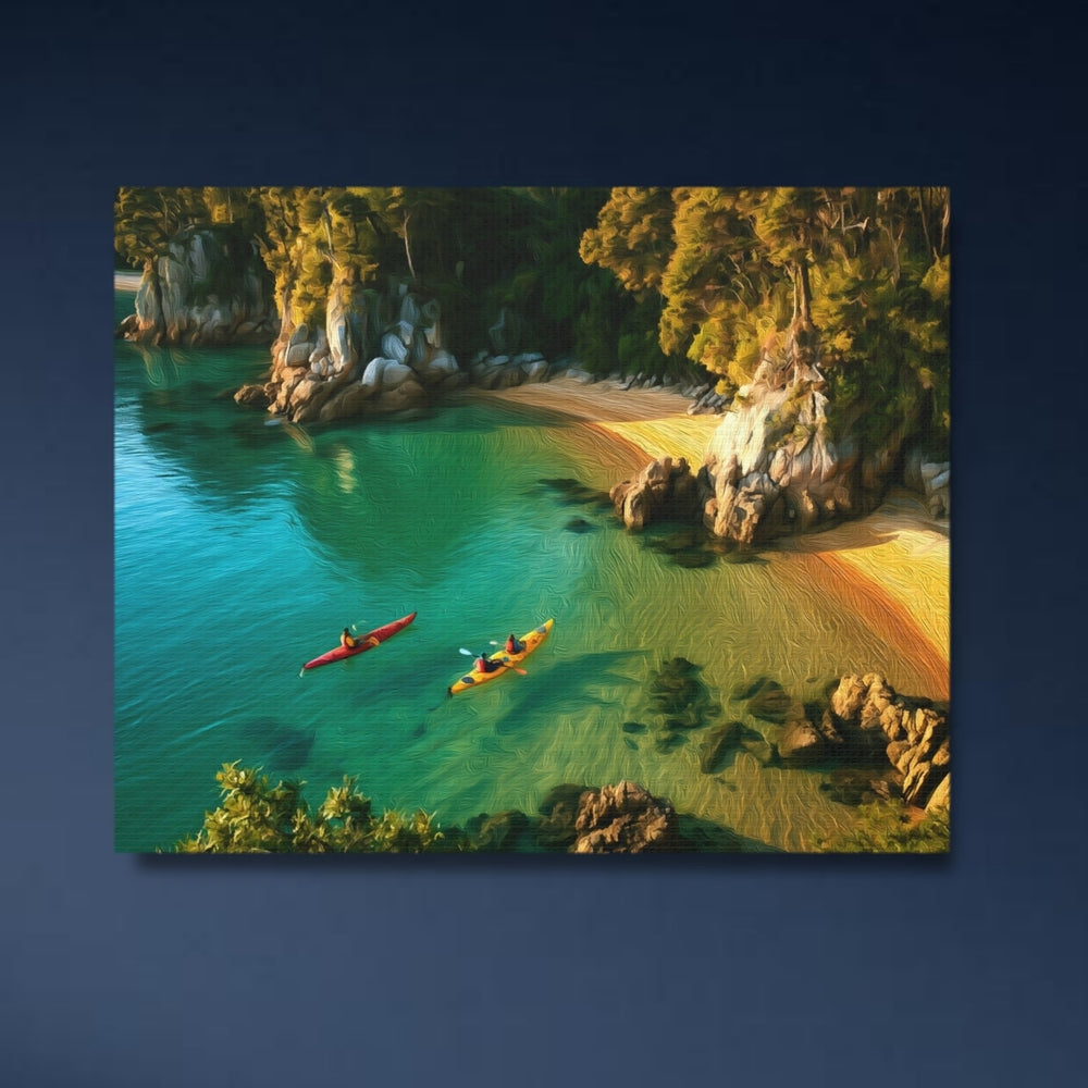 Abel Tasman National Park, New Zealand | Coastal Kayaking Crystal Waters | Original Series Gallery Canvas detail