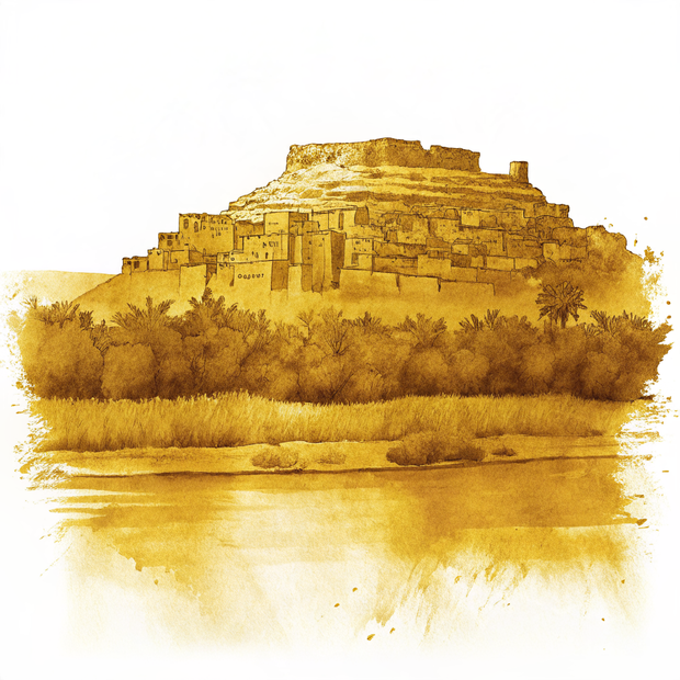 Aït Benhaddou Village watercolor