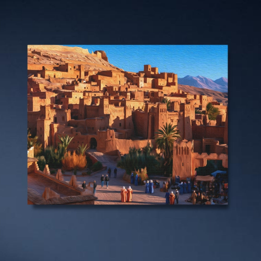 Aït Benhaddou Village, Morocco | Ancient Kasbah Desert Village | Original Series Gallery Canvas detail