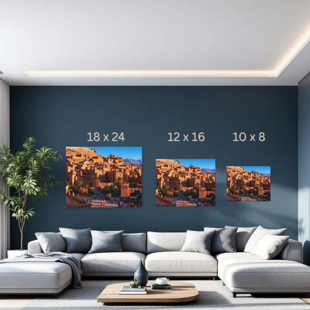 Aït Benhaddou Village, Morocco | Ancient Kasbah Desert Village | Original Series Gallery Canvas detail