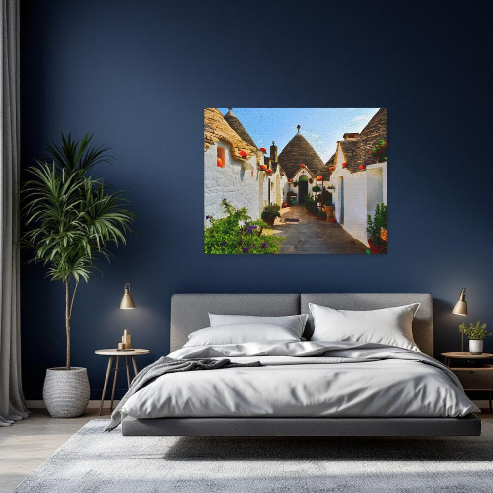 Alberobello, Italy | Trulli Village Cobblestone Lane | Original Series Gallery Canvas detail