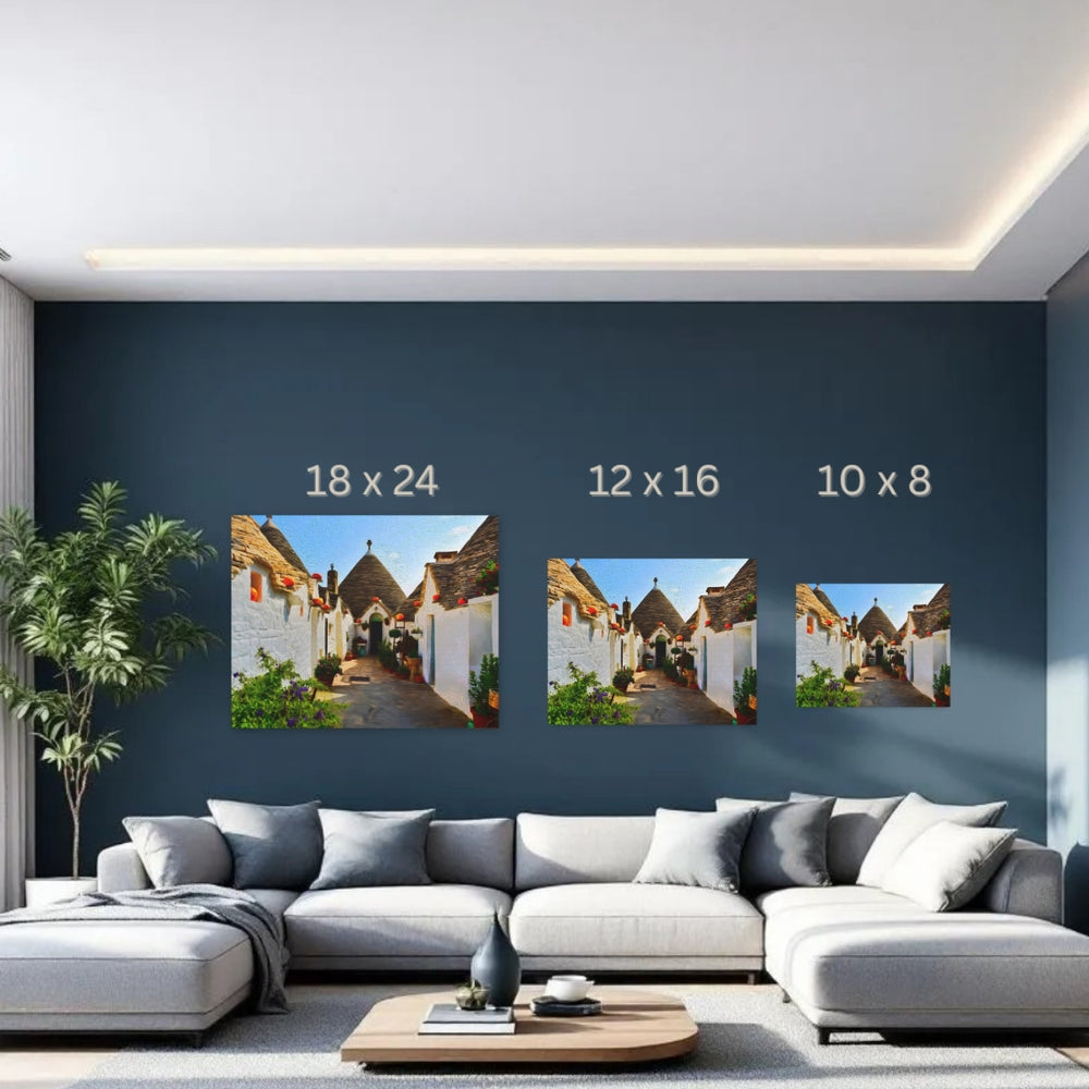 Alberobello, Italy | Trulli Village Cobblestone Lane | Original Series Gallery Canvas detail