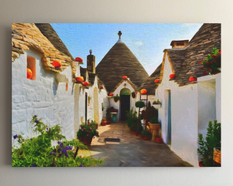 Trulli Village Cobblestone Lane — Alberobello, Italy