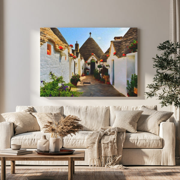 Alberobello, Italy | Trulli Village Cobblestone Lane | Original Series Gallery Canvas