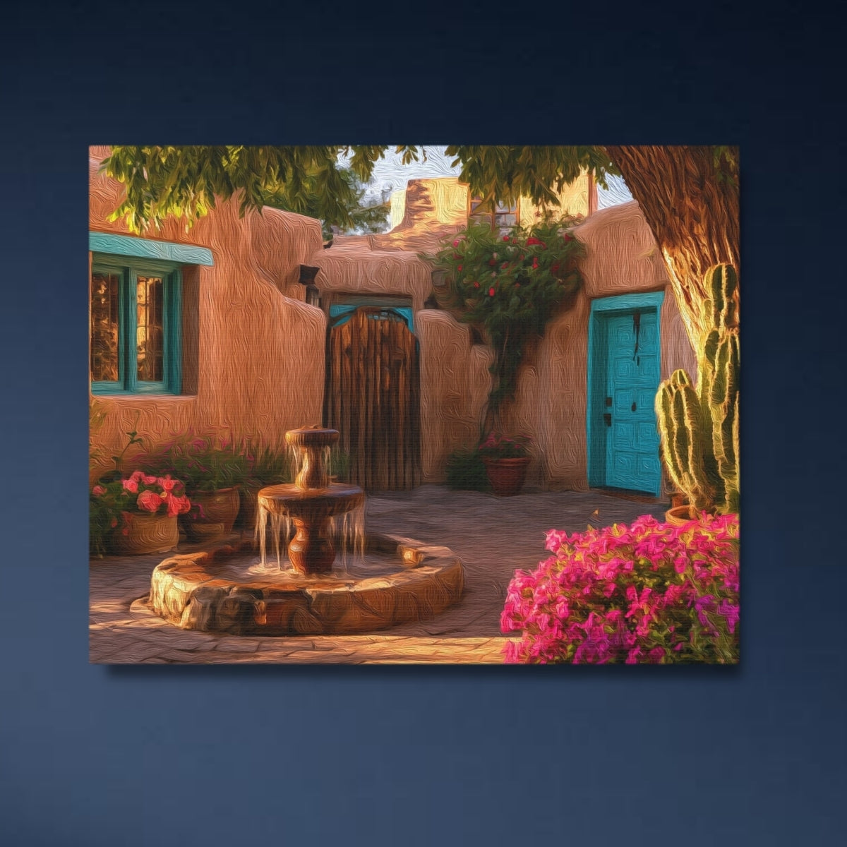 Old Town Adobe Courtyard Fountain — Albuquerque Old Town, New Mexico, close-up detail