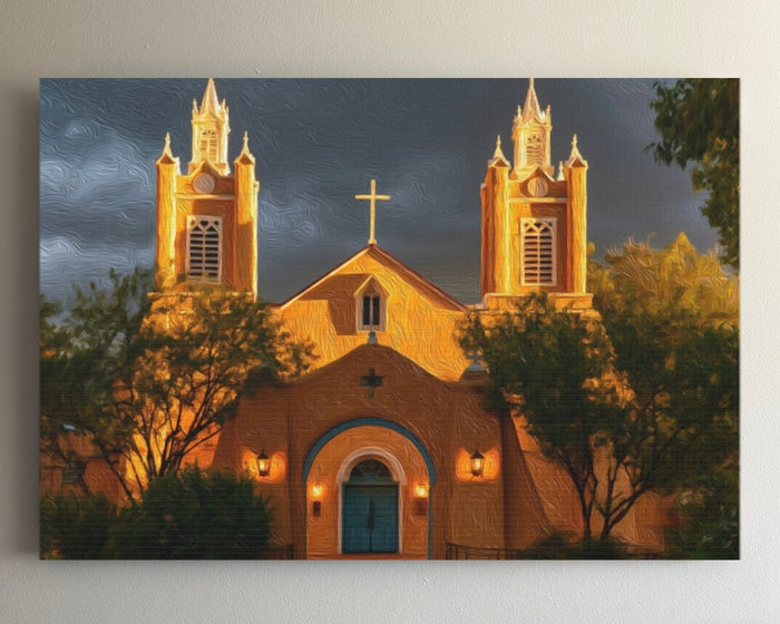 San Felipe de Neri Church &mdash; Albuquerque Old Town watercolour canvas