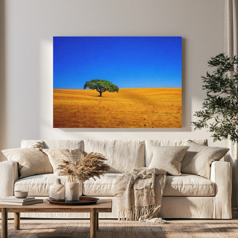 Golden Plains Lone Tree — Alentejo, Portugal, view 1