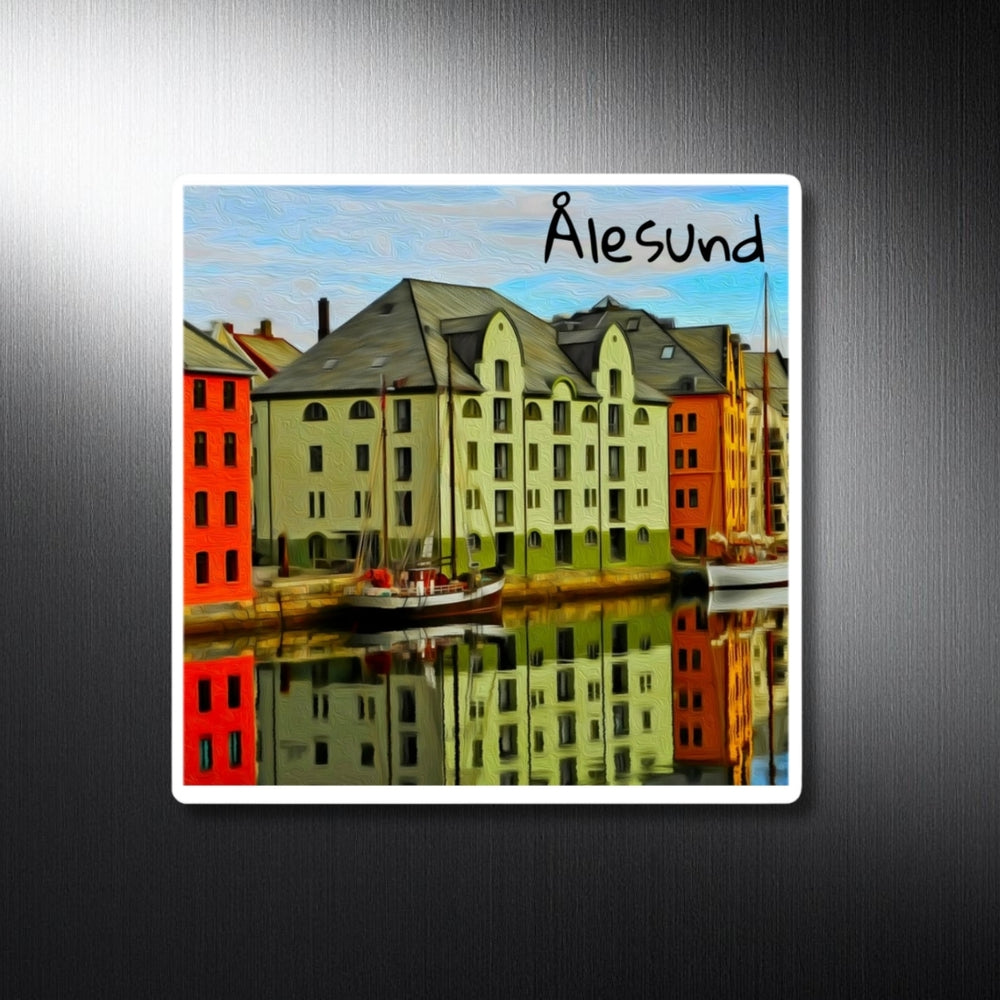Ålesund, Norway | Colorful Harbor Waterfront | Original Series Decorative Magnet
